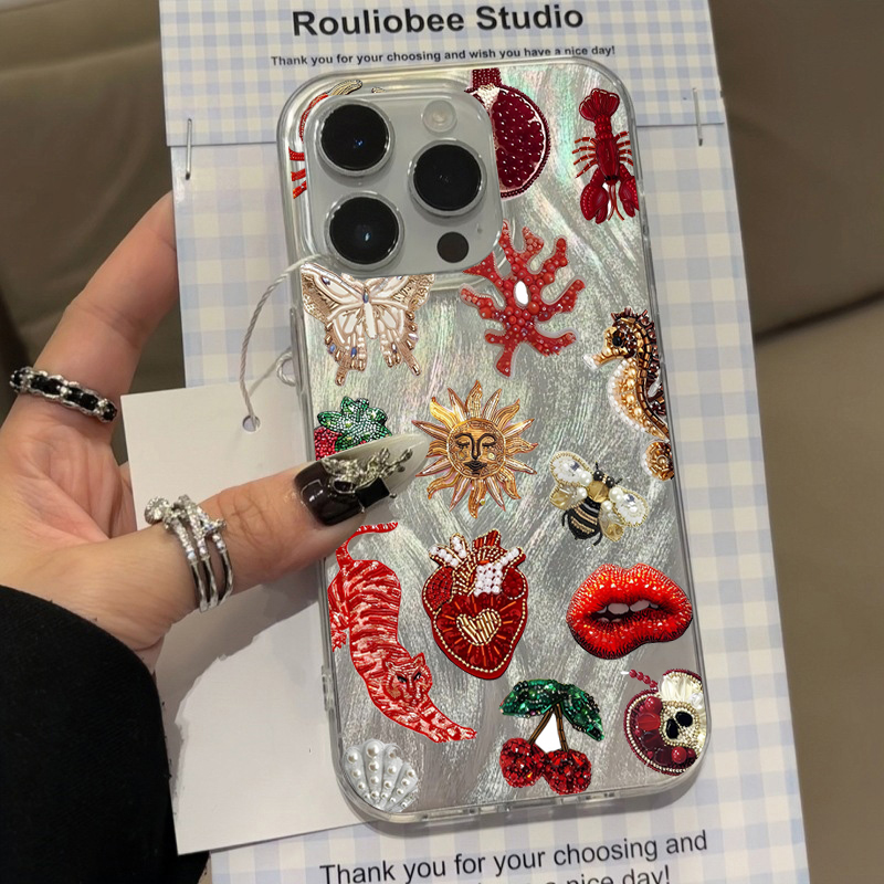 Phone Cases Protective - Crab Fish Floral Heart-Shaped Stars Patterns