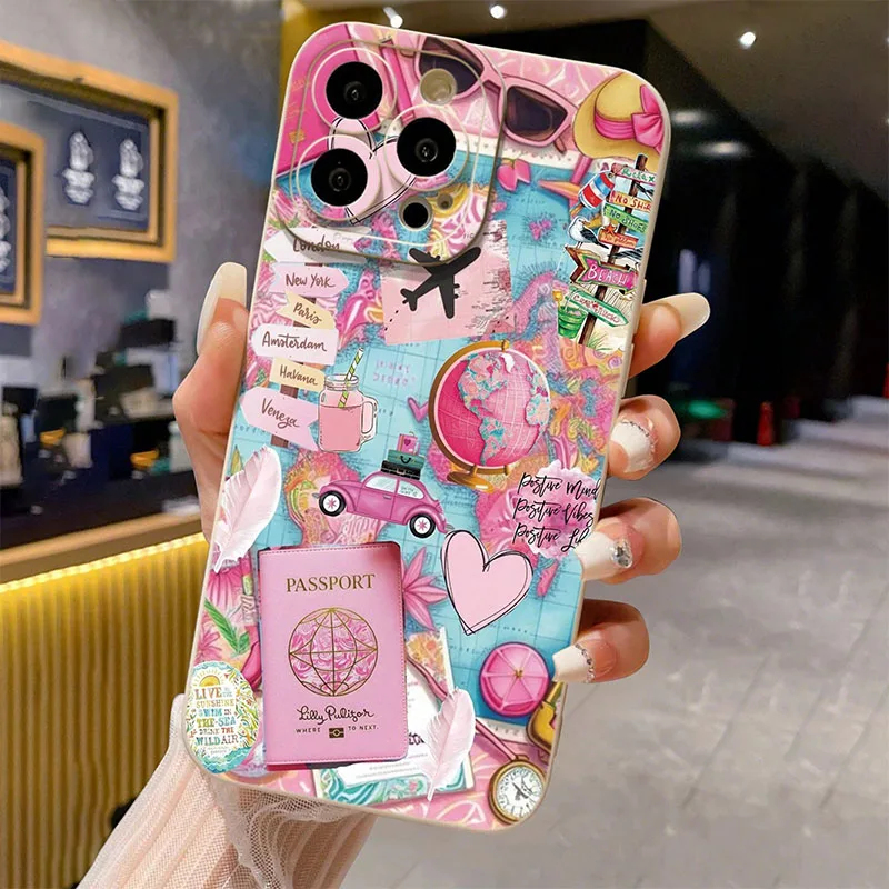 Phone Cases Drop Proof - Travel Plane Printed Matte Anti-Drop Phone