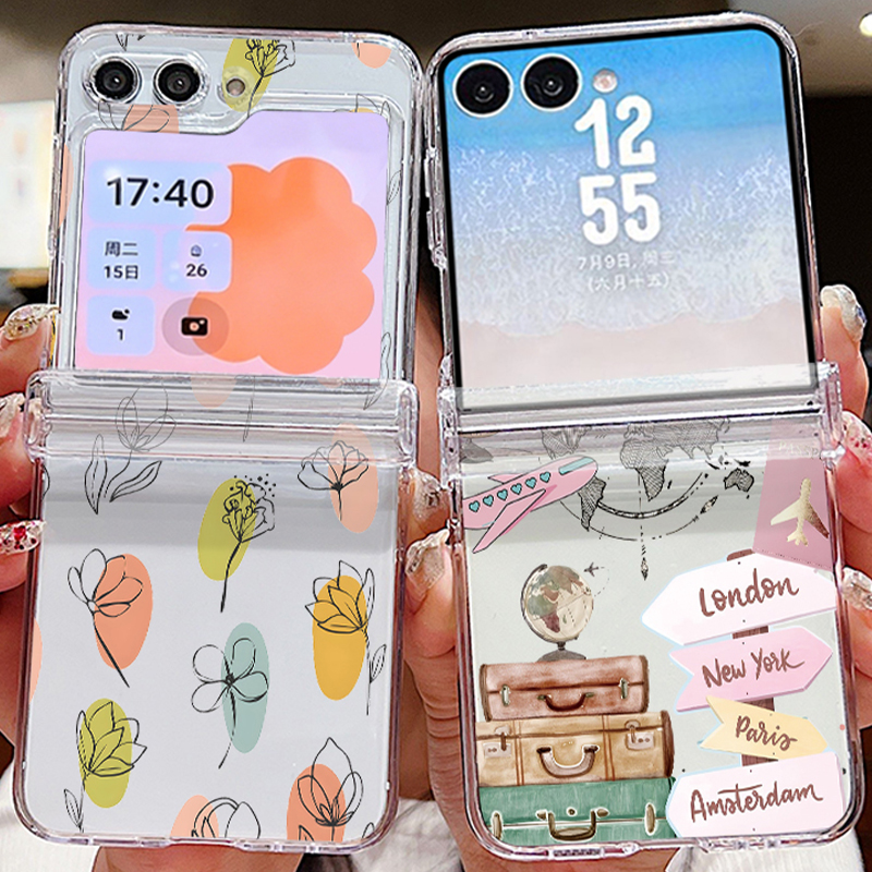 Phone Cases Z Fold 4 - Flower Travel Landmark Pattern Phone Case