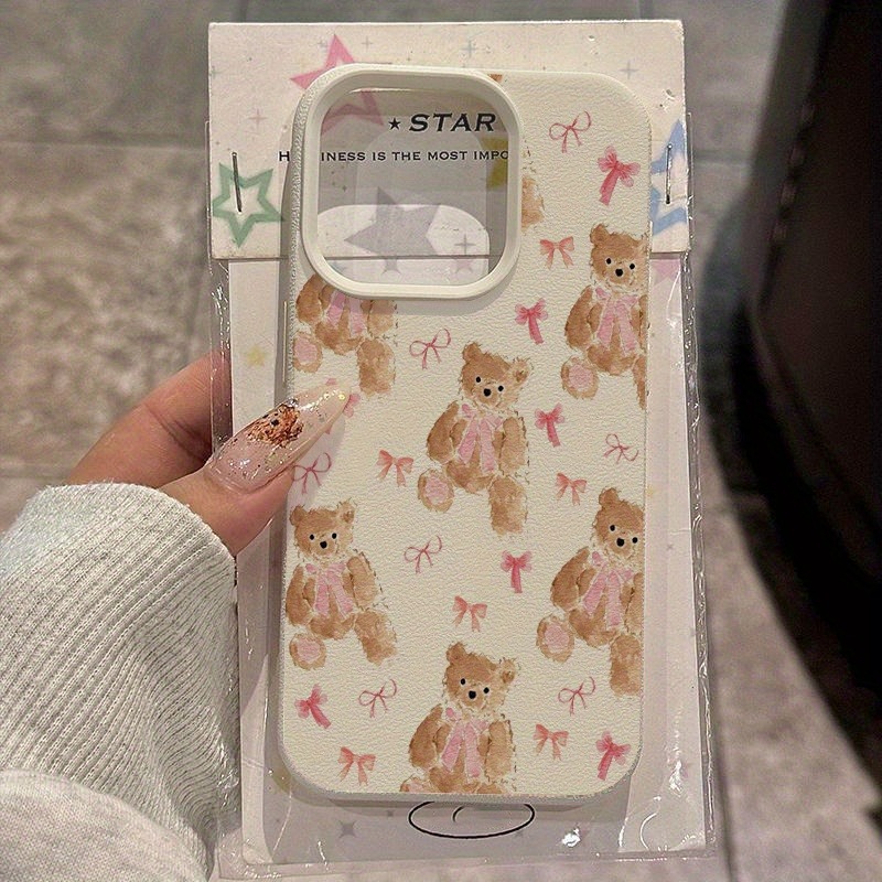 Phone Cases Girls - Adorable Pink Bow Bear Design TPU