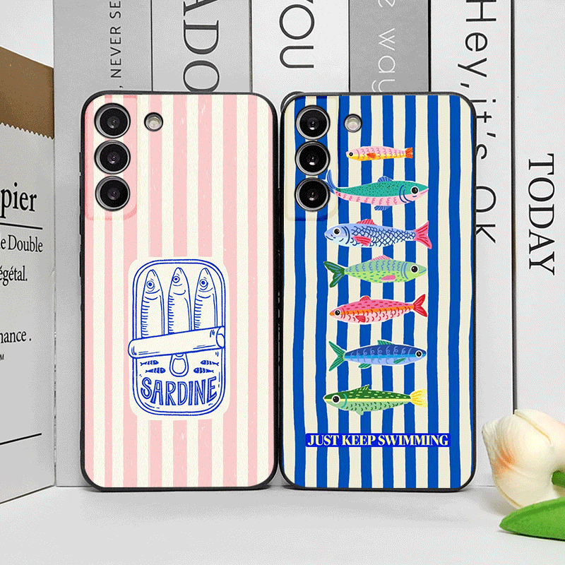 Phone Cases 13 - Cute Striped Pattern Sardines Color Fish