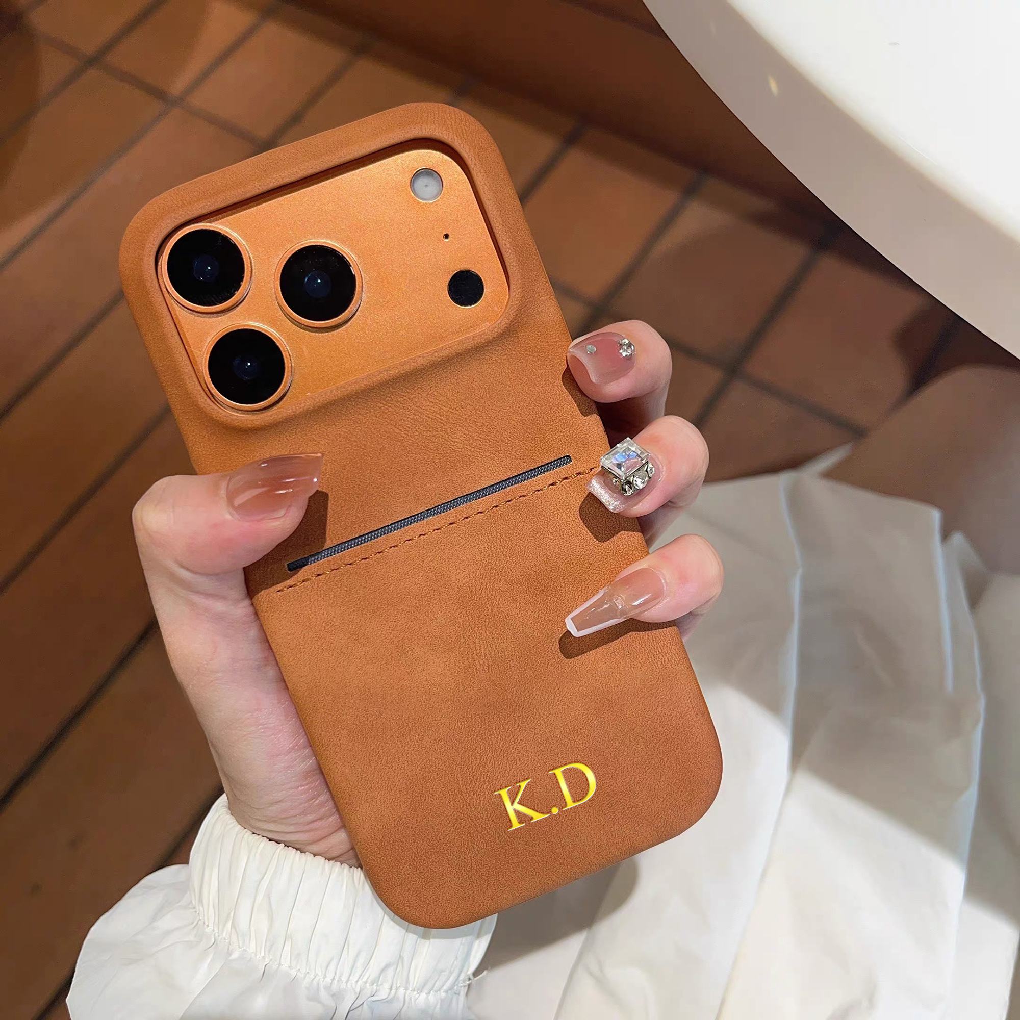 Phone Cases Personalised - Personalized Vintage Faux Leather Insertable Card