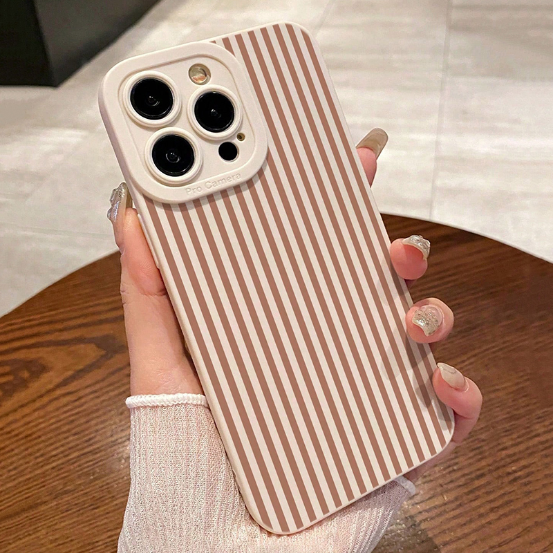 Phone Cases For Iphone 13 - Pink Striped Painted Anti-Drop Phone Case