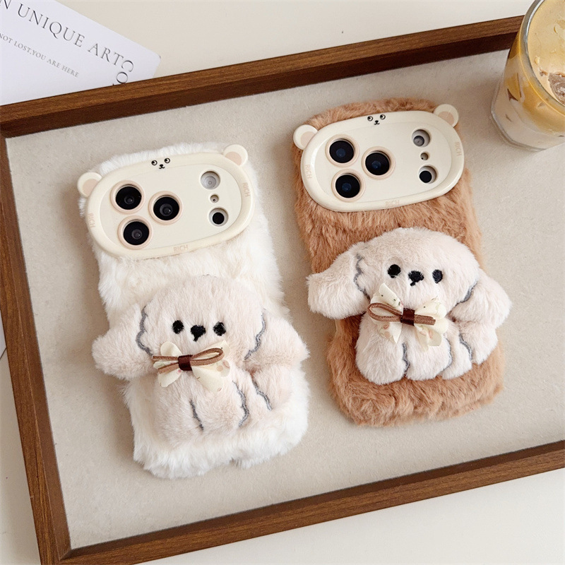3D Cartoon Bowknot Puppy Warm  - Phone Cases For Iphone 13 incelemesi ve fiyatı