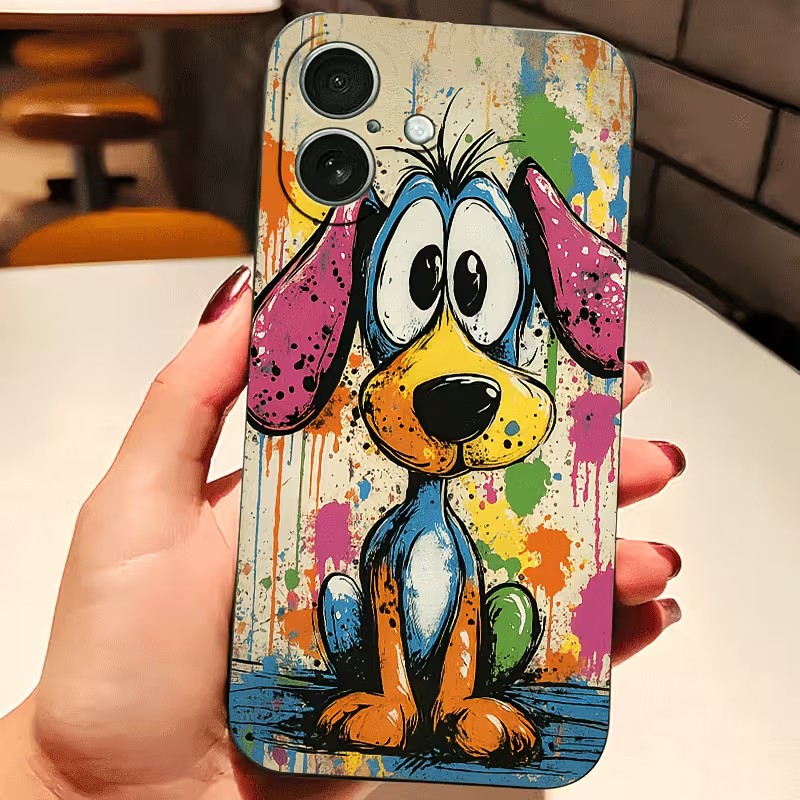 Graffiti Colored Puppy TPU Pho - Phone Cases Drop Proof incelemesi ve fiyatı