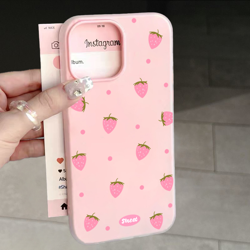 Sweet Pink Strawberry Pattern  - Phone Cases For Iphone 13 incelemesi ve fiyatı