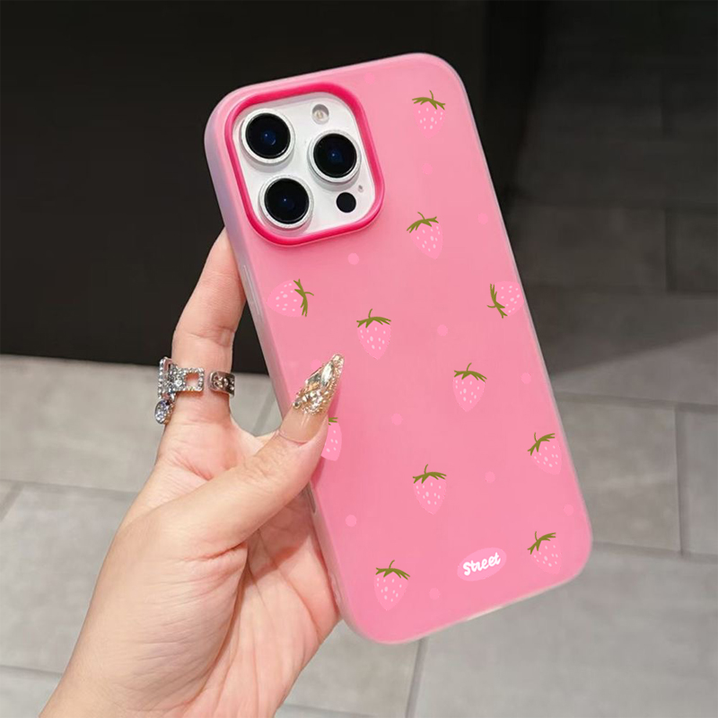 Sweet Pink Strawberry Pattern  - Phone Cases For Iphone 13 incelemesi ve fiyatı